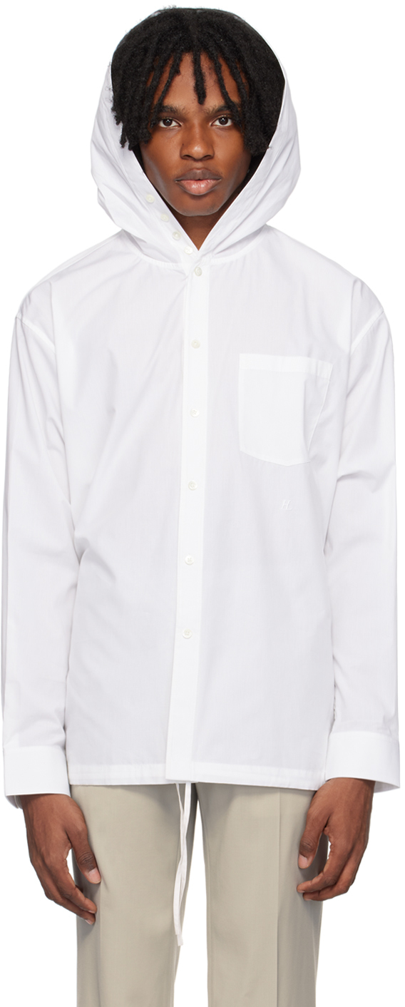 Helmut Lang White Hoodie Shirt In White 100