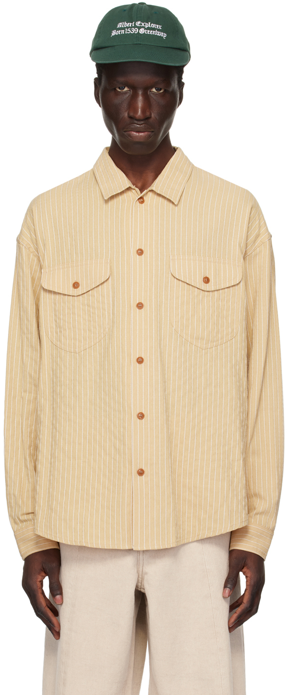 Shop Uniform Bridge Beige Striped Shirt