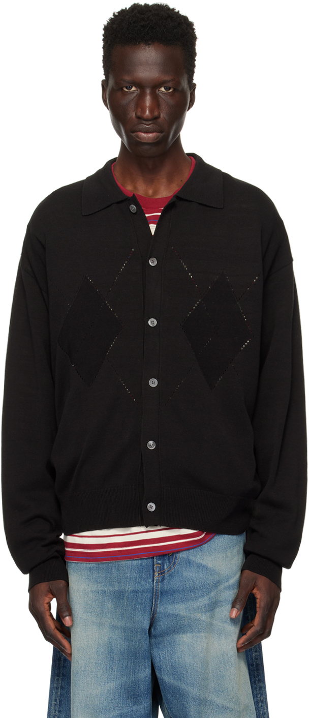 Shop Uniform Bridge Black Argyle Cardigan