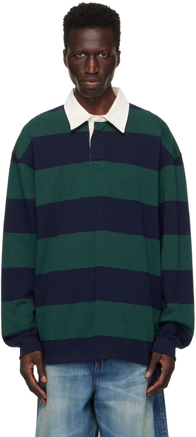 Green & Navy Striped Polo