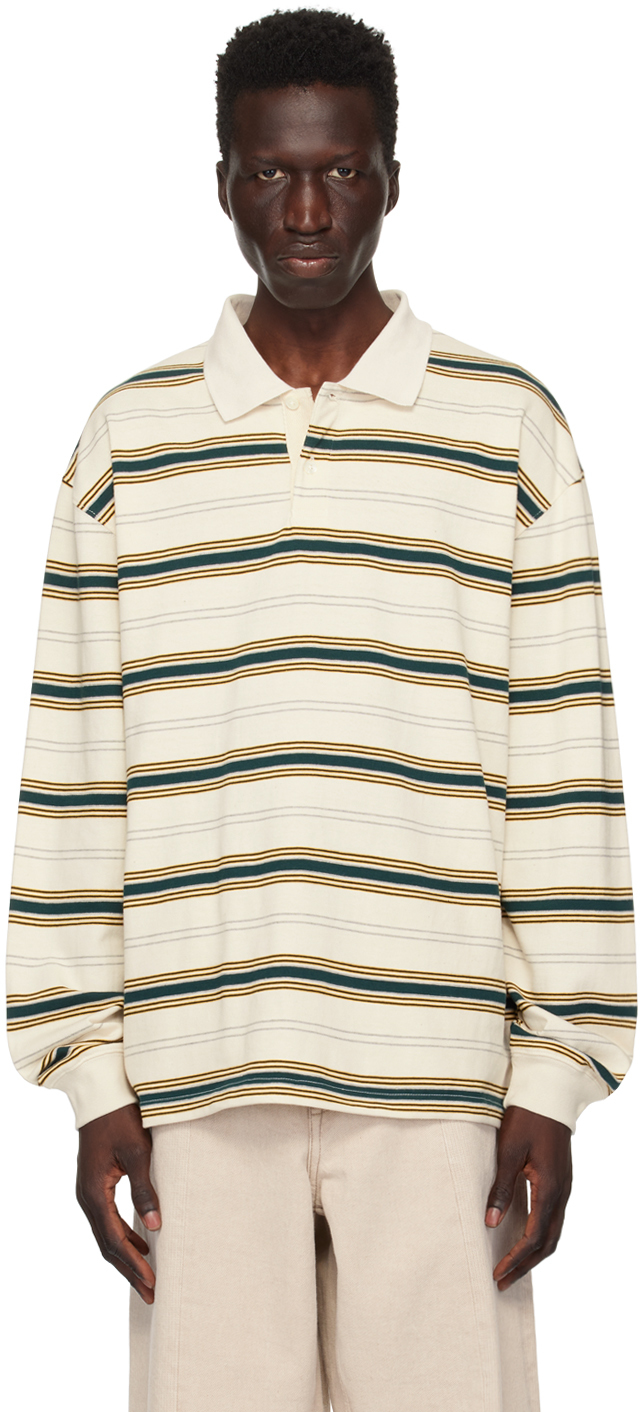 UNIFORM BRIDGE OFF-WHITE & GREEN STRIPED POLO 