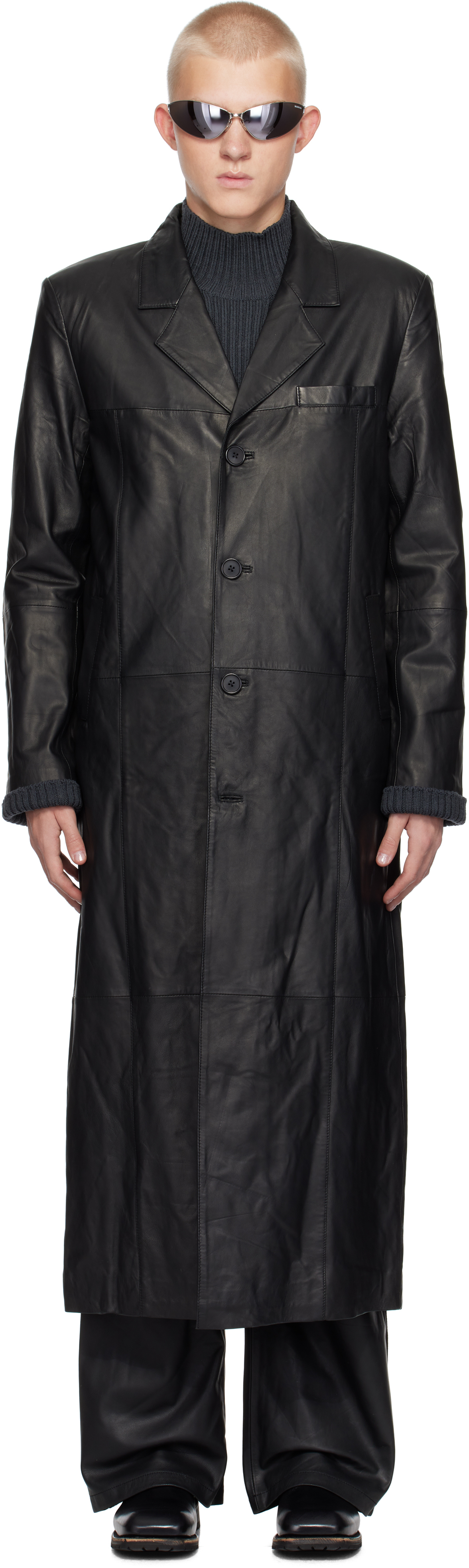 DEADWOOD BLACK VARGEN LEATHER COAT 