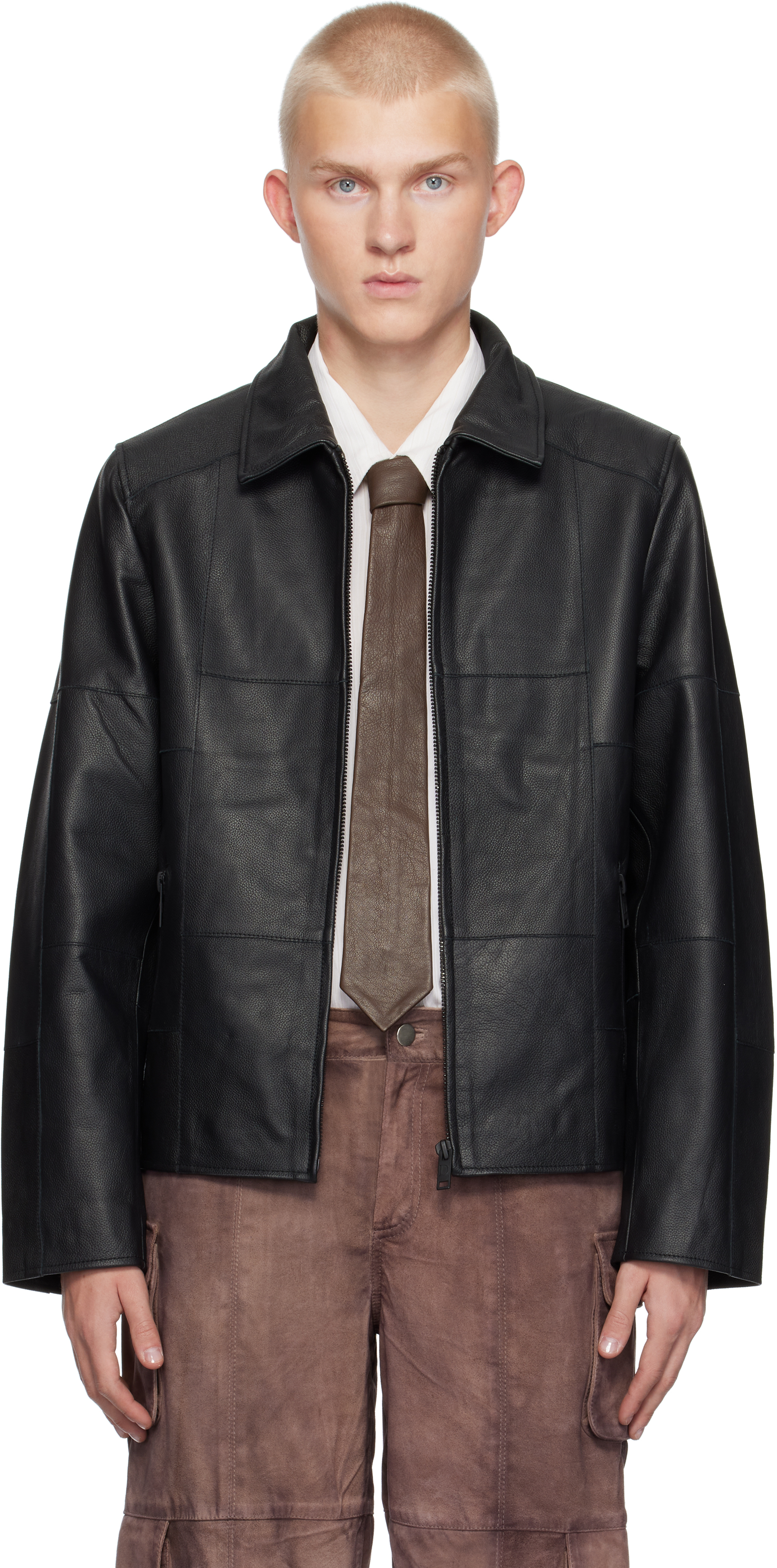 Black Bruno Patch Leather Jacket