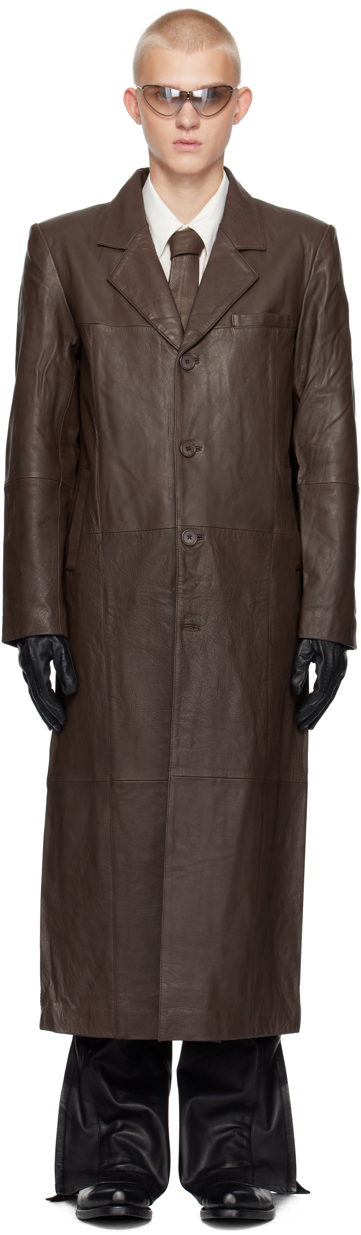 Shop Deadwood Brown Vargen Leather Coat In Brown (buffalo)