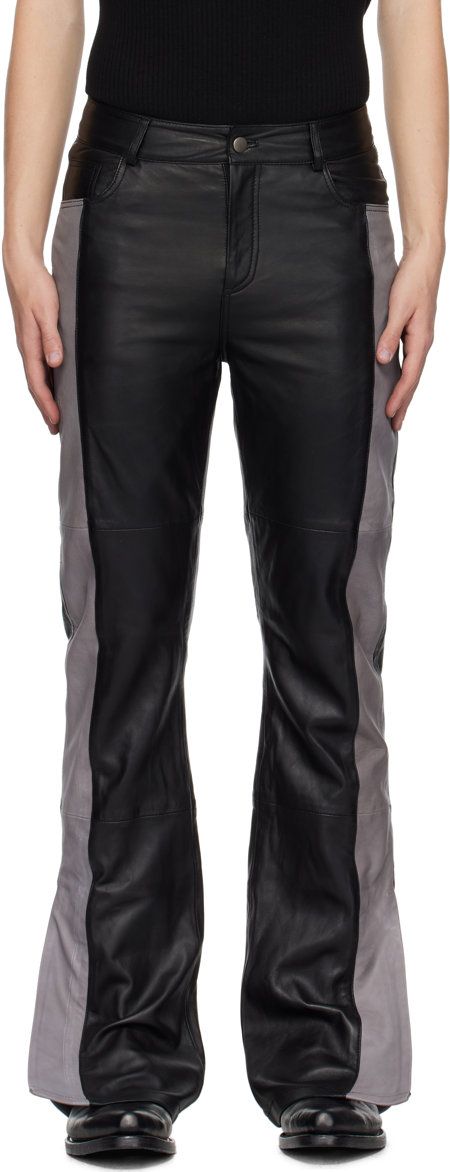 SSENSE Exclusive Black & Gray Prance Leather Pants