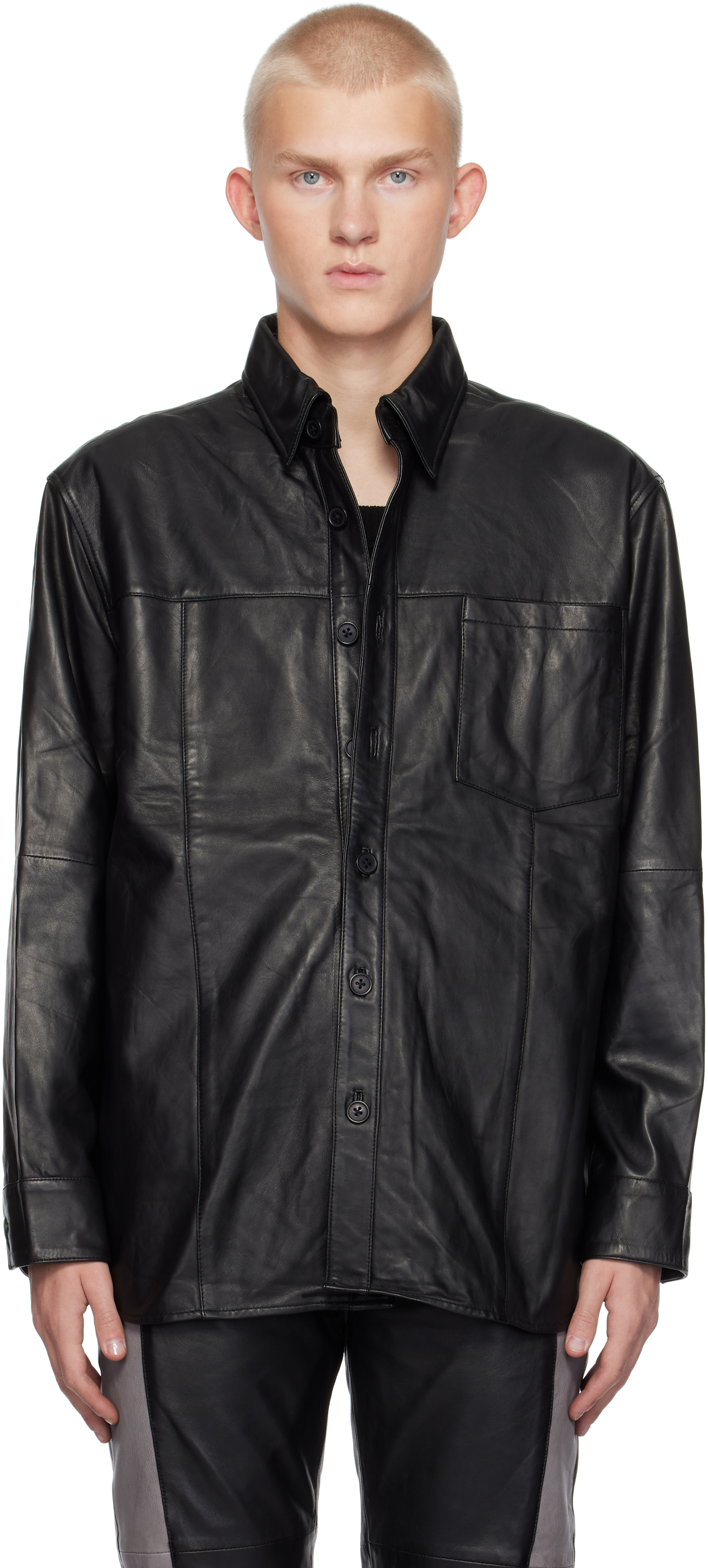 Shop Deadwood Black Spike Leather Shirt