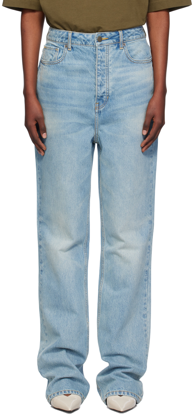 Shop Essentials Blue High-waisted Jeans In Vintage Blue