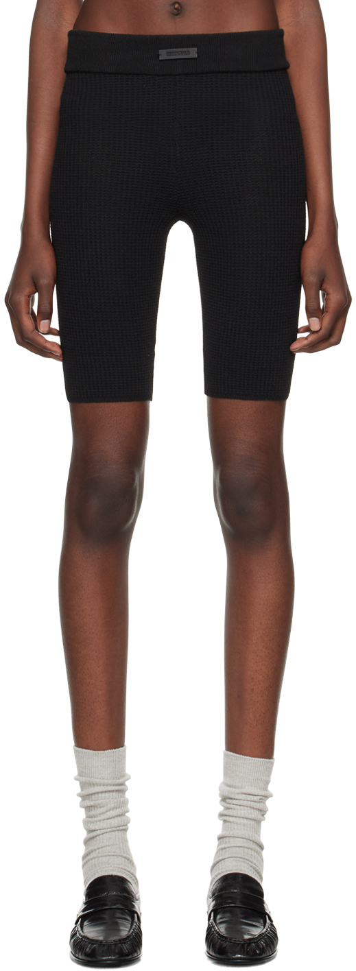 Essentials Black Waffle Shorts