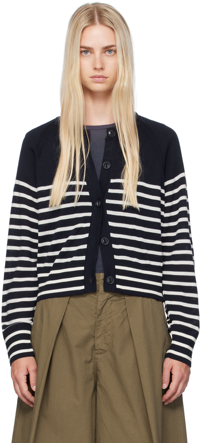 Navy & White Foxtail Stripe Cardigan