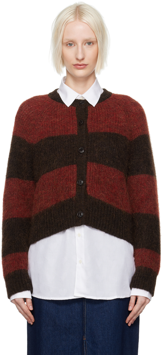 Shop Ymc You Must Create Brown & Red Foxtail Cardigan In 60-red-brown