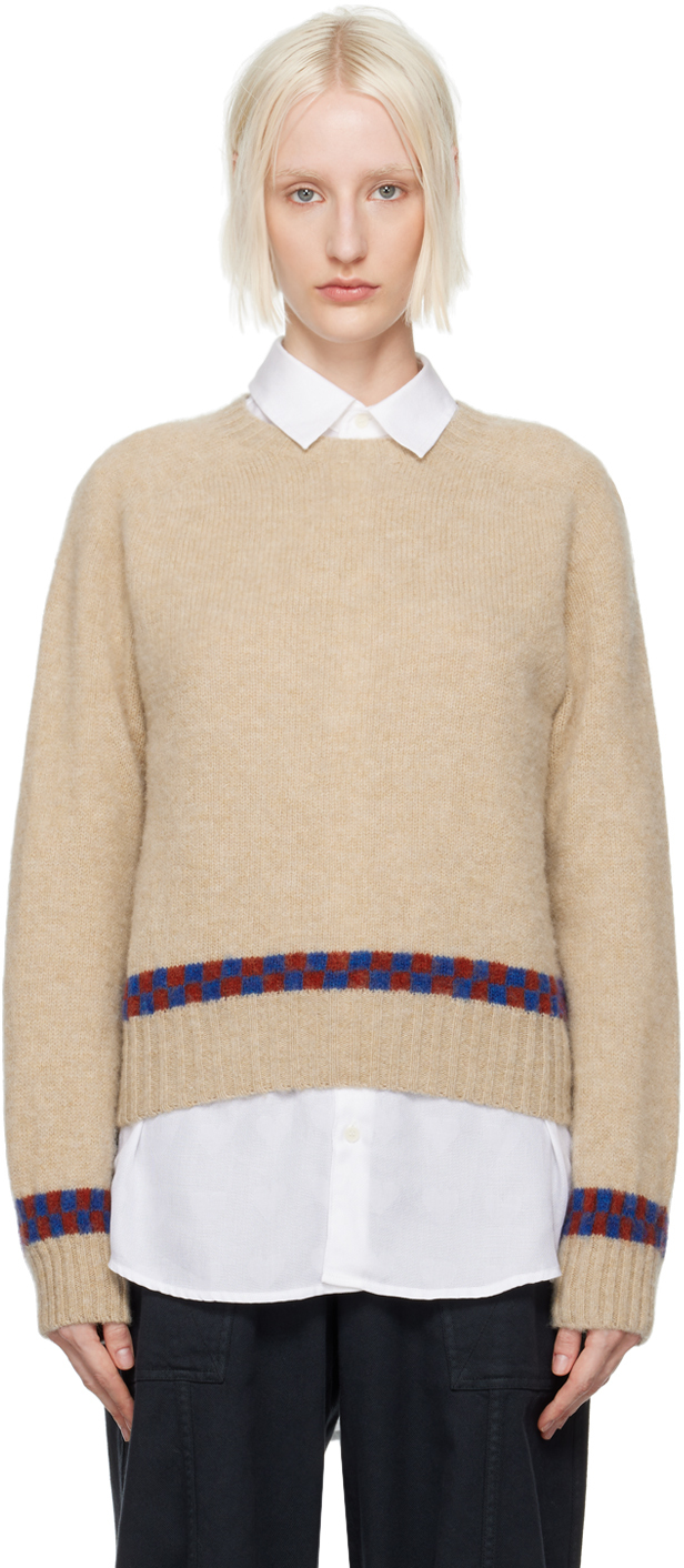 Shop Ymc You Must Create Off-white Jets Check Sweater In 10-ecru