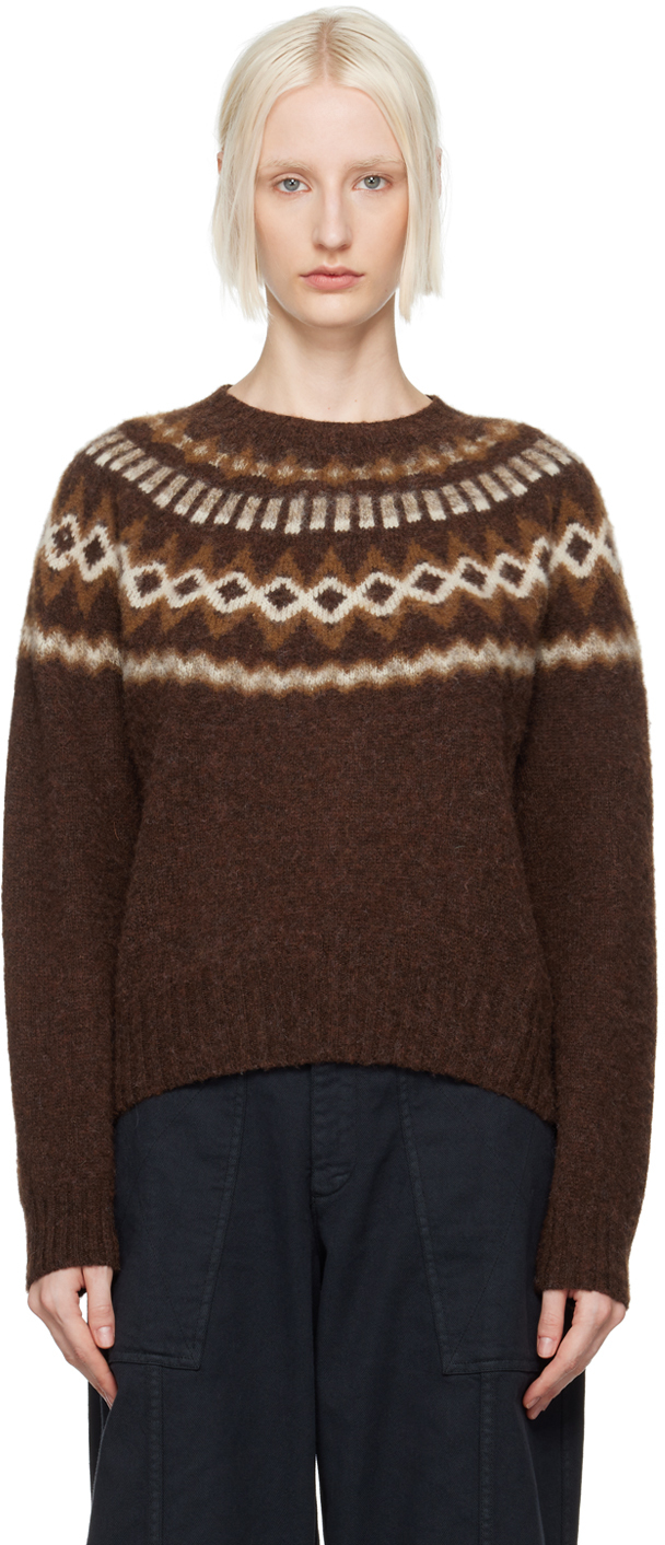 Shop Ymc You Must Create Brown Jets Fairisle Sweater In 20-brown Multi