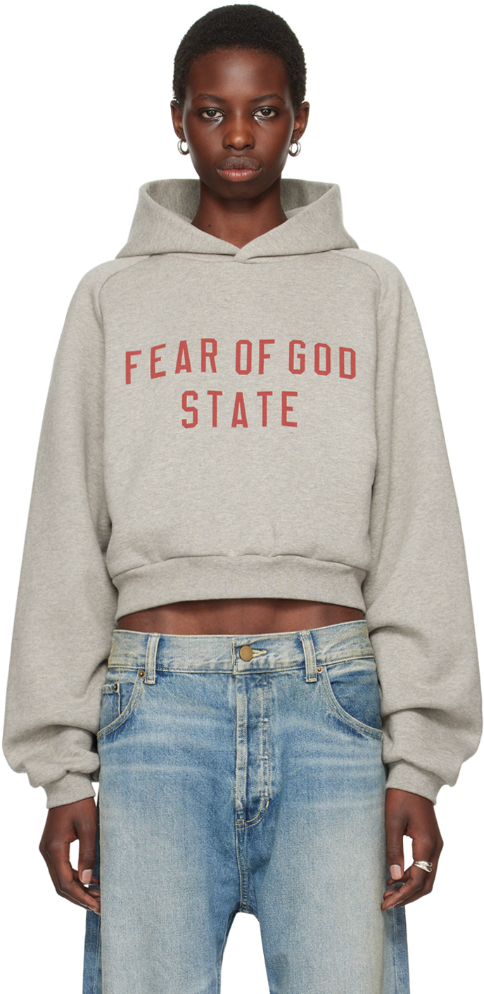 Gray Cropped Hoodie