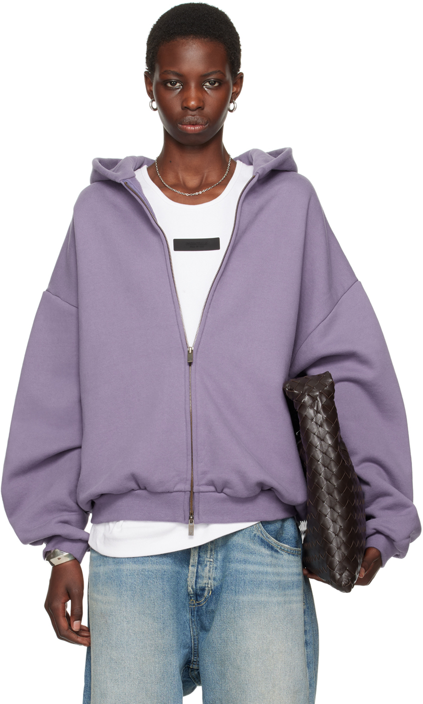 Essentials Purple Full-zip Hoodie In Lavender