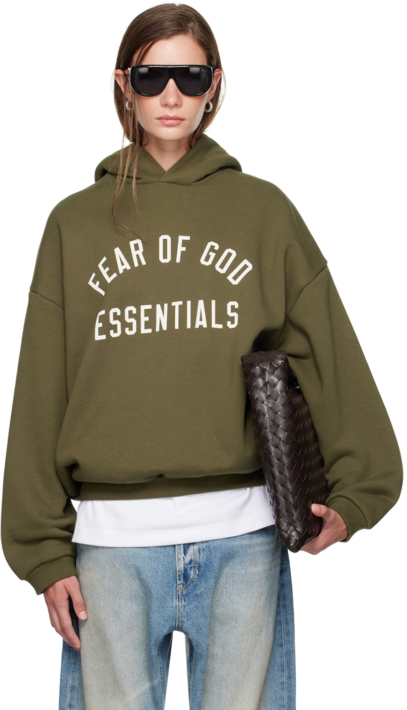 Khaki Printed Logo Hoodie