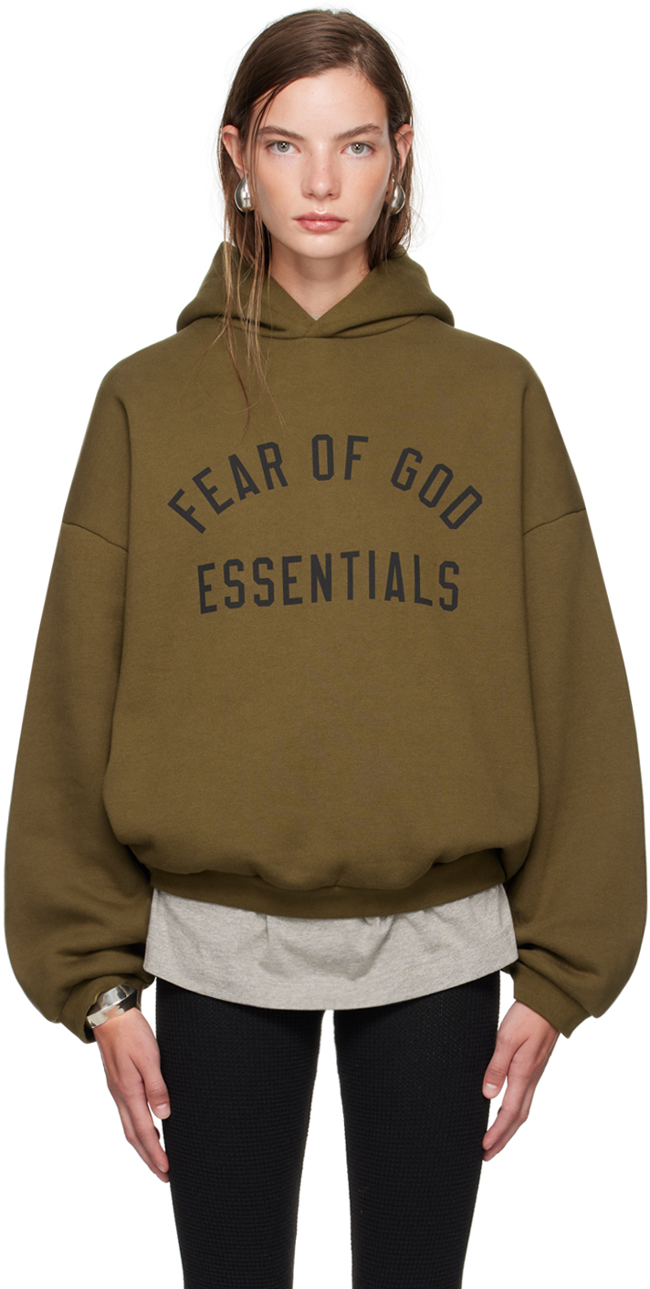 Khaki Printed Logo Hoodie