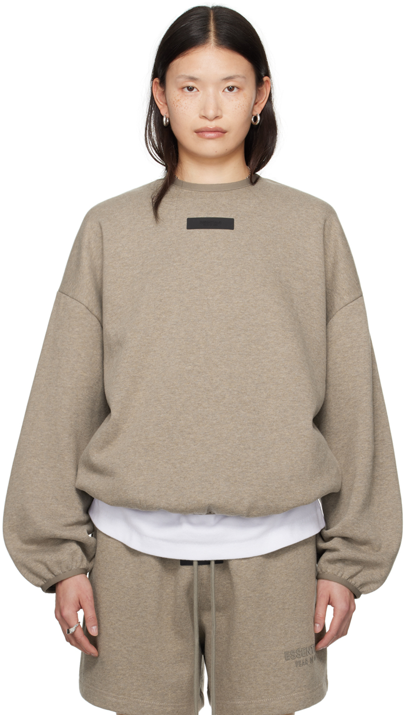 Shop Essentials Gray Elasticized Sweatshirt In Heather Grey