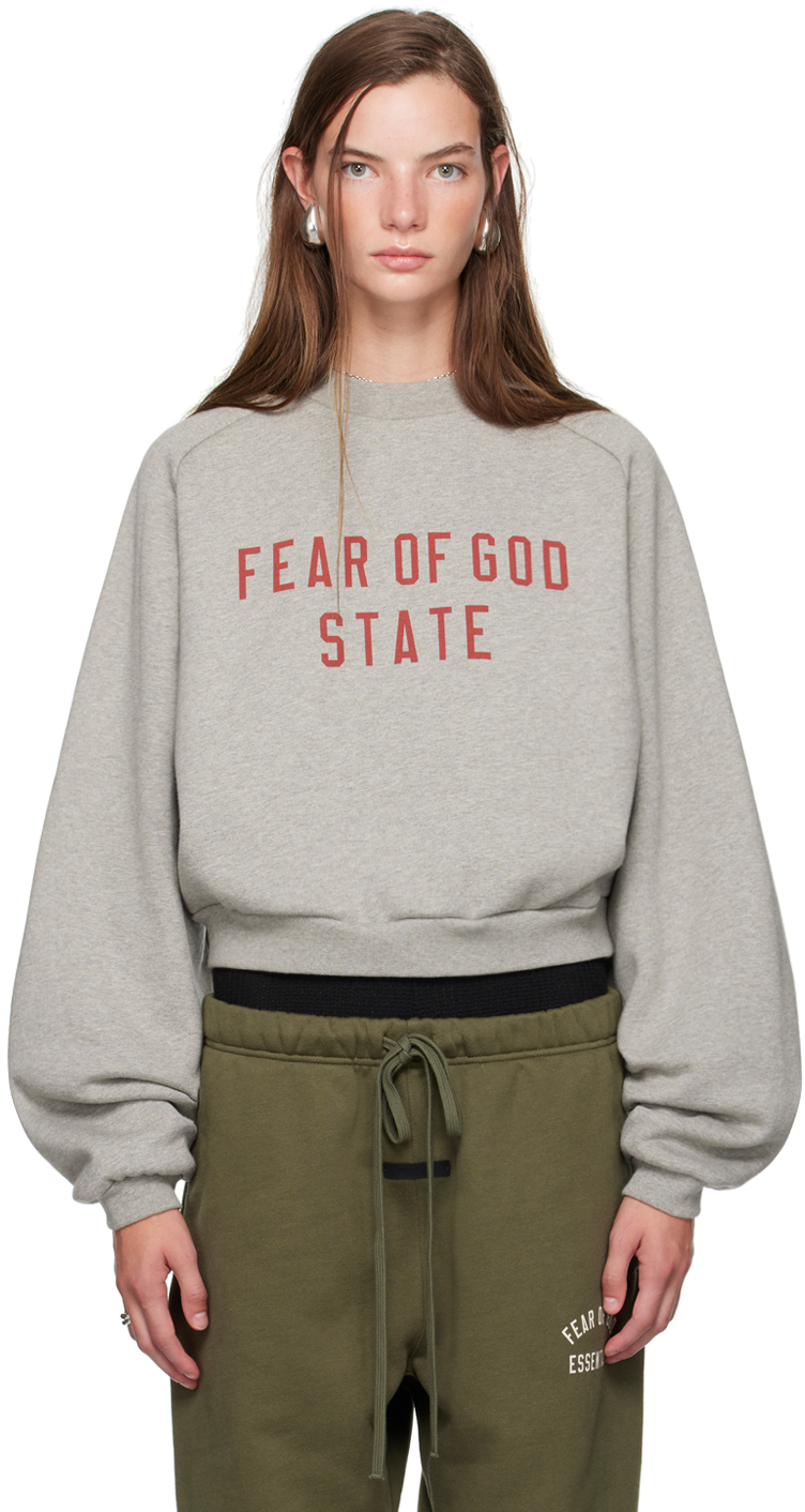 Gray Cropped Crewneck Sweatshirt