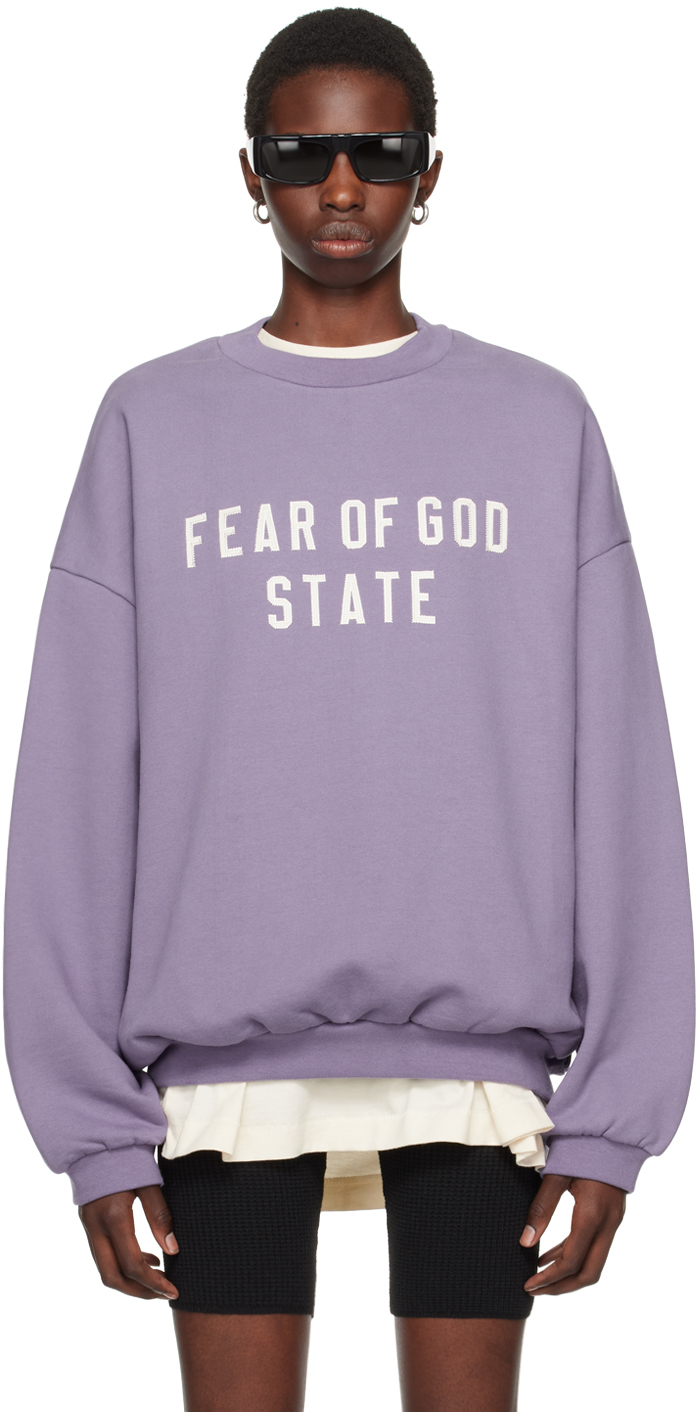 Essentials Purple Crewneck Sweatshirt In Lavender