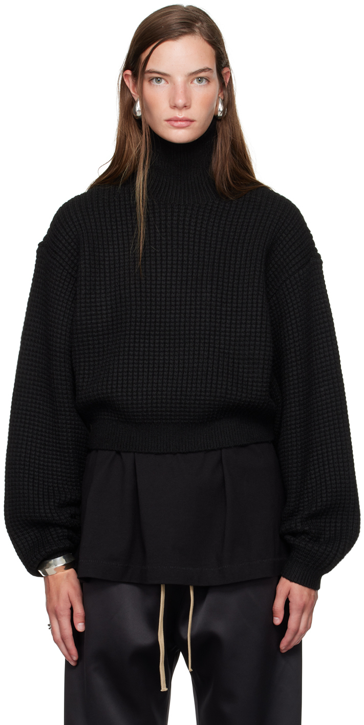 Black Cropped Turtleneck