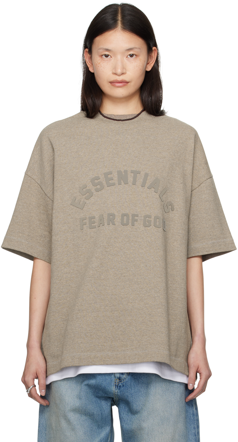 Shop Essentials Gray Bonded T-shirt In Heather Grey