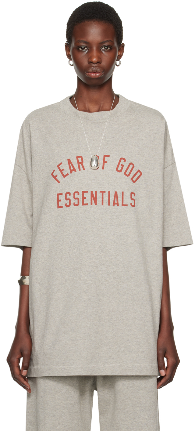 Shop Essentials Gray Crewneck T-shirt In Dark Heather