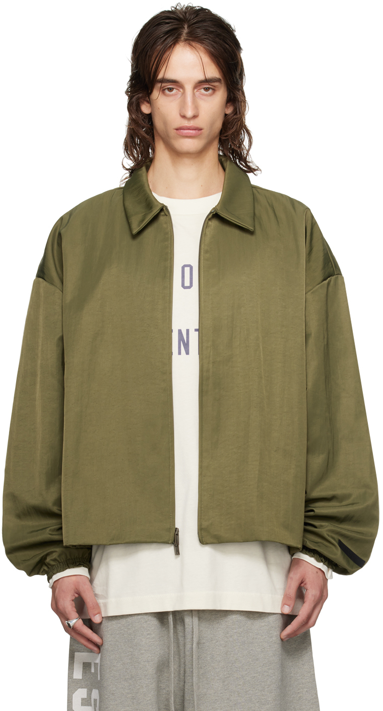 Shop Essentials Khaki Recycled Nylon Track Jacket In Military