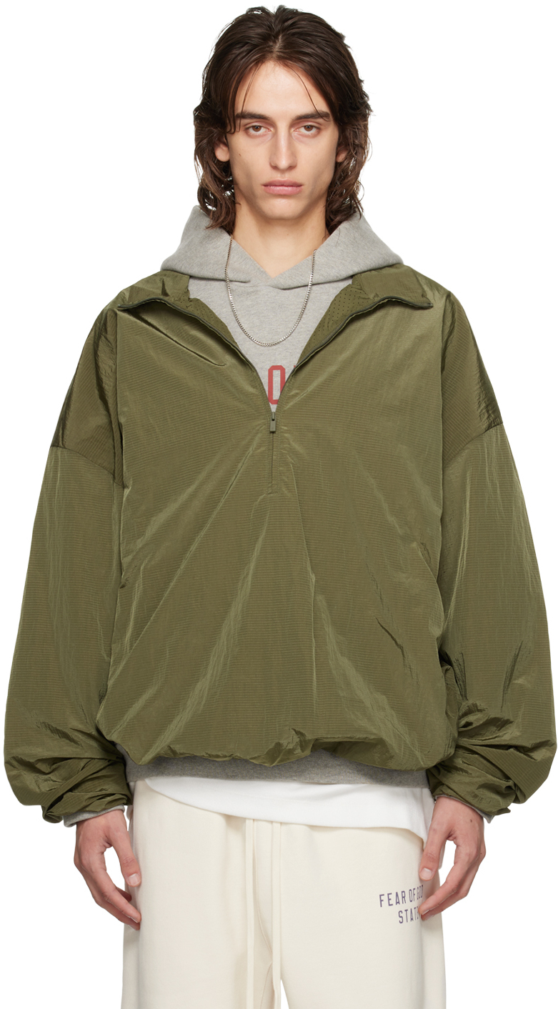 Khaki Half-Zip Pullover Jacket