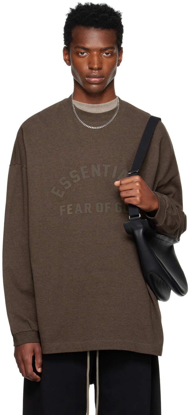 Brown Crewneck Long Sleeve T-Shirt