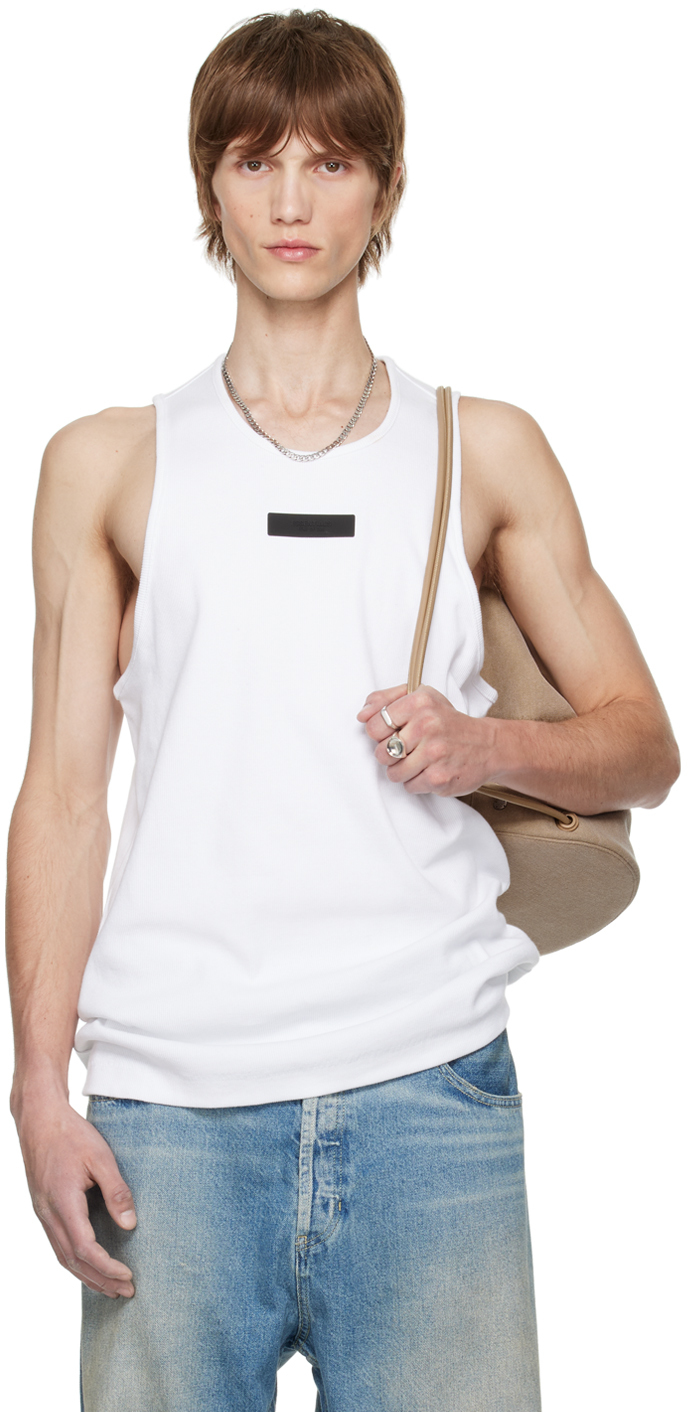 Shop Essentials White Rib Tank Top