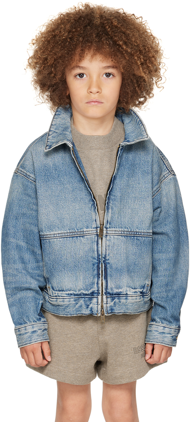 Essentials Kids Blue Faded Denim Jacket