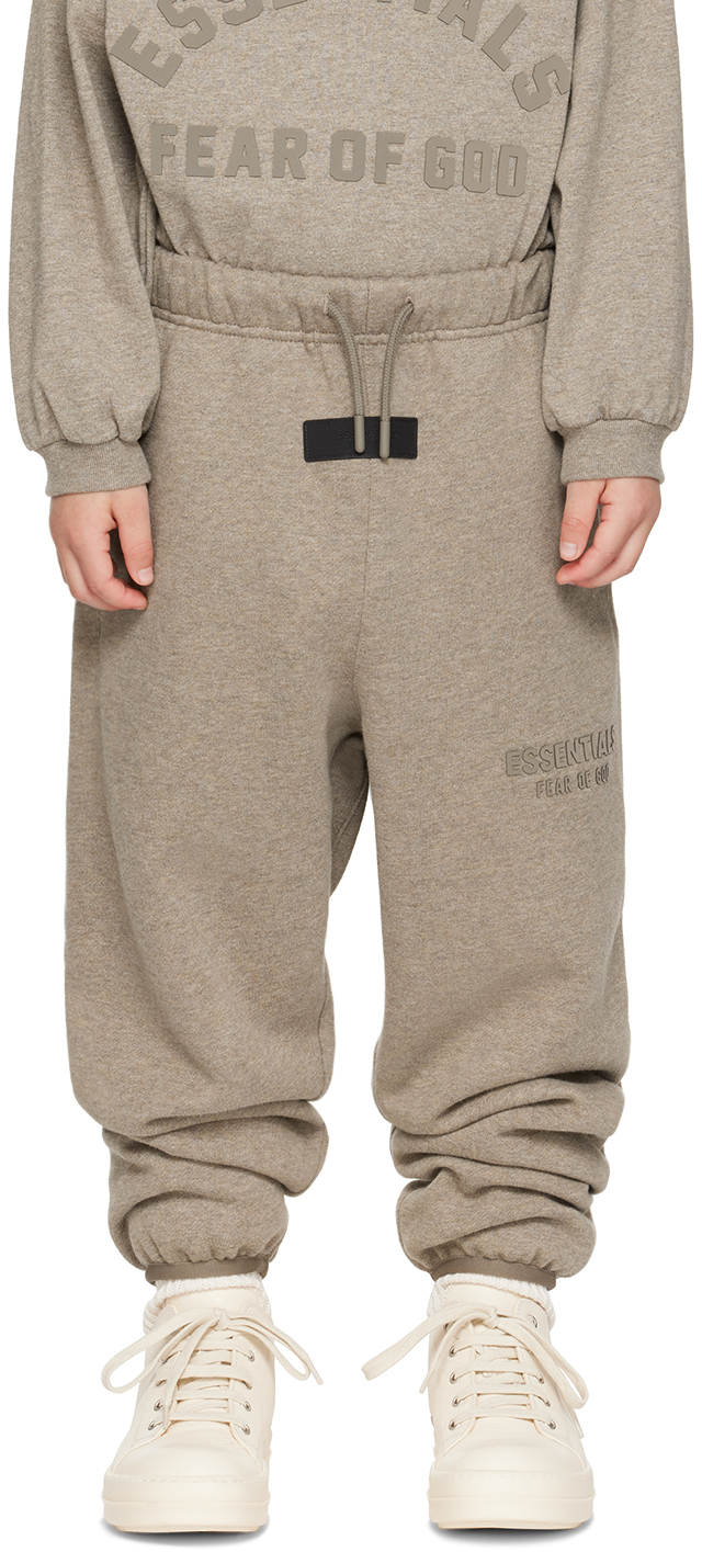 Essentials Fear Of God  Boys Heather Grey Kids  Logo-embellished Cotton-blend Jogging Botto