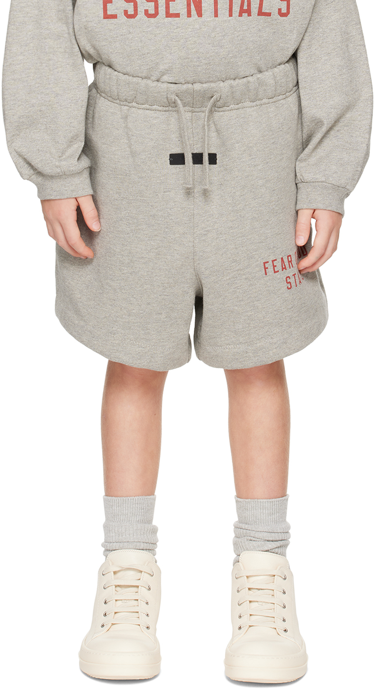 Shop Essentials Kids Gray Fleece Soccer Shorts In Dark Heather