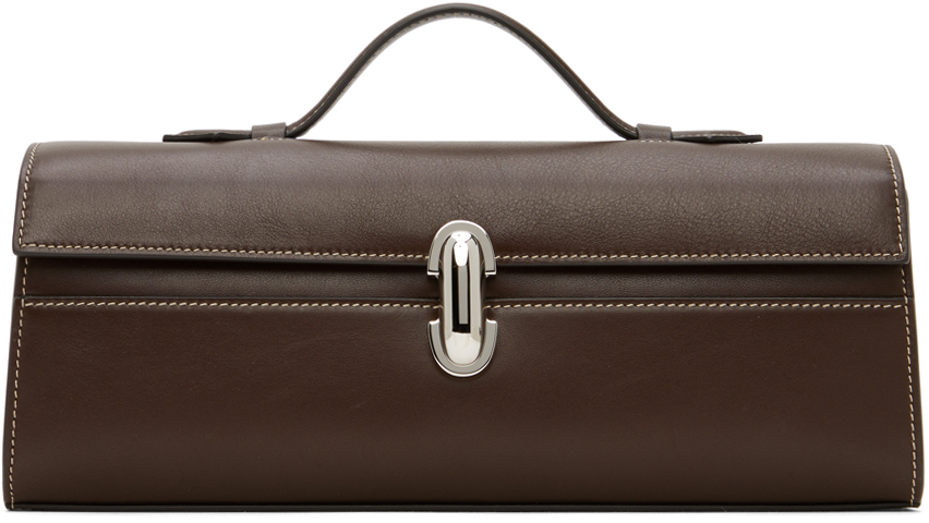 Savette The Slim Symmetry Smooth Leather Bag In Brown