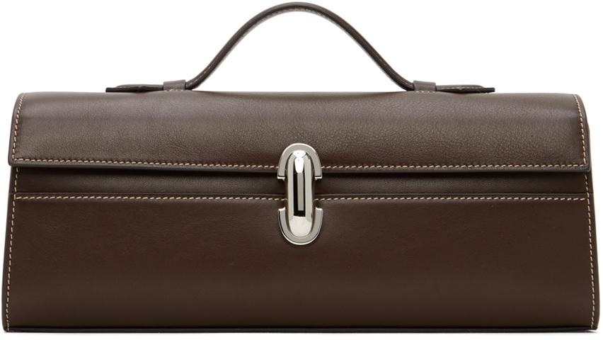 Savette: Brown Slim Symmetry Pochette Top Handle Bag | SSENSE