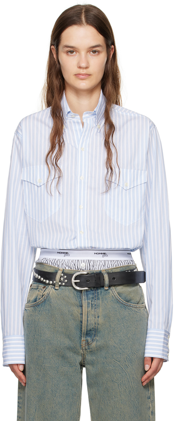 Shop Carter Young Blue Striped Shirt In Sapphire Stripe