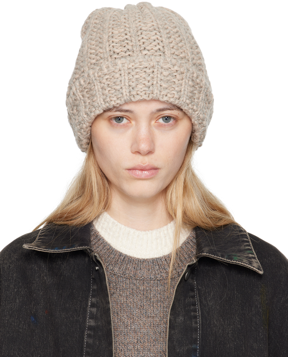 MAISON MARGIELA BEIGE SHETLAND BEANIE 