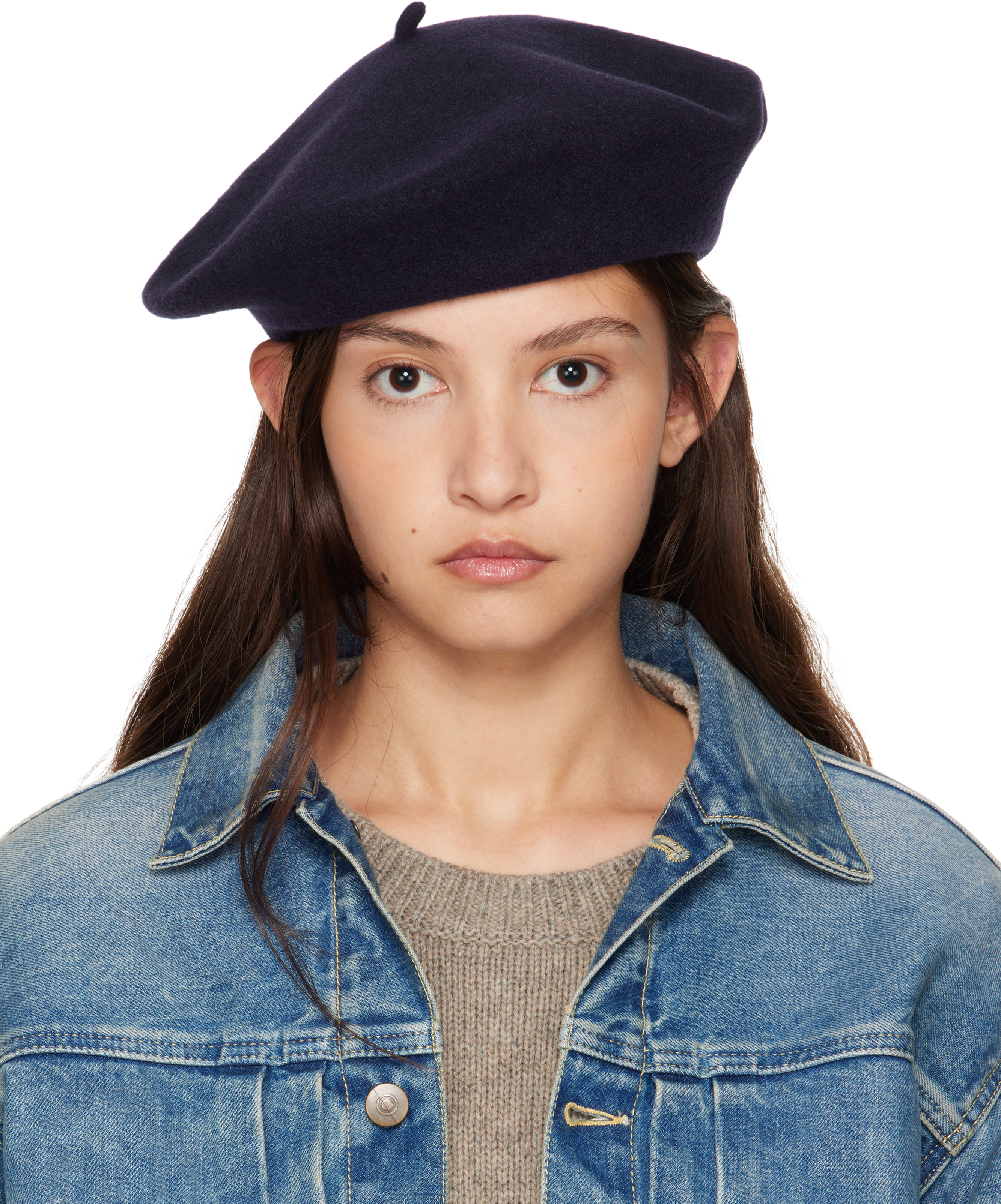 Navy Heavy Wool Beret