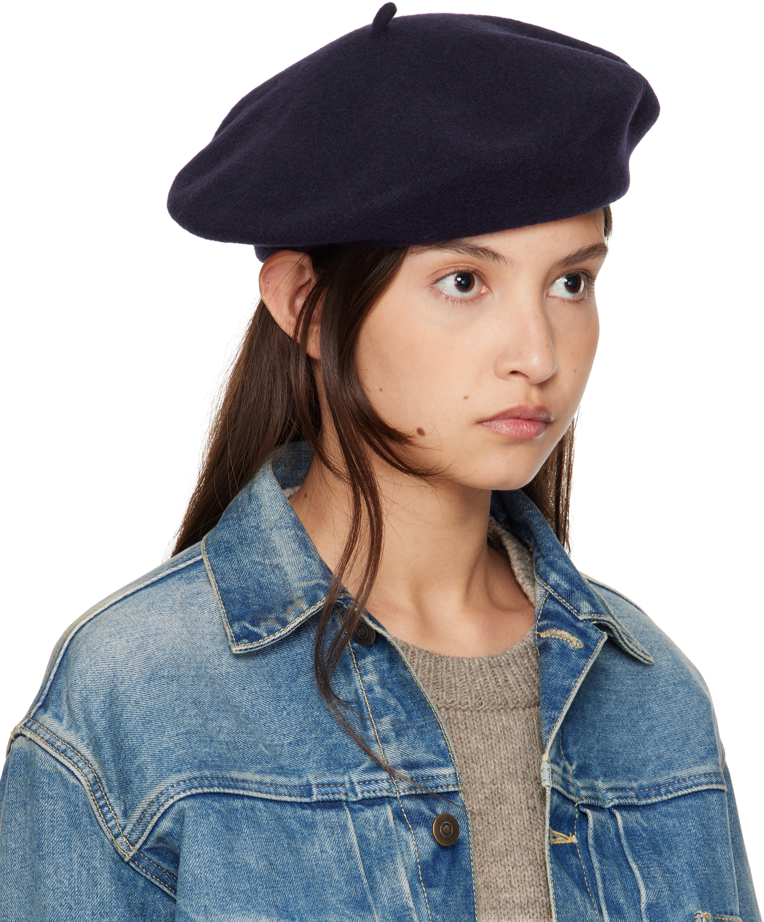 Maison Margiela Navy Heavy Wool Beret In 511 Blue Navy