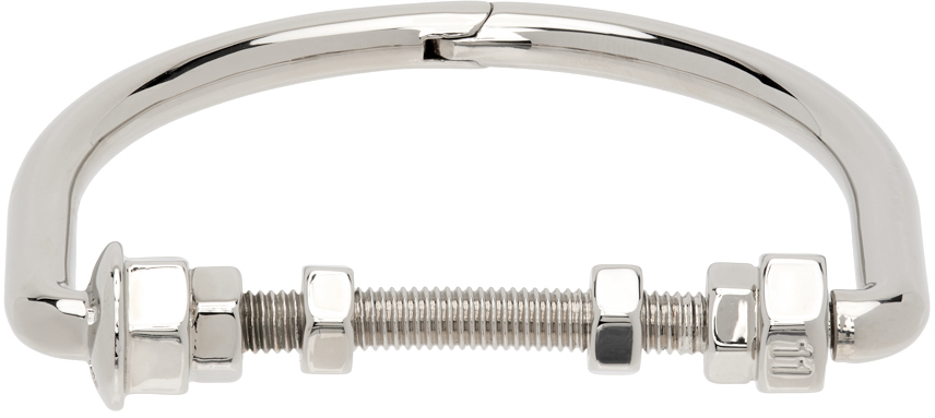 Maison Margiela Silver Bolt & Nut Bracelet In 951 Palladio