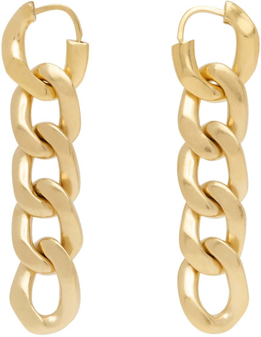 Shop Maison Margiela Gold Gourmette Collection Earrings In 950 Yellow Gold Plat