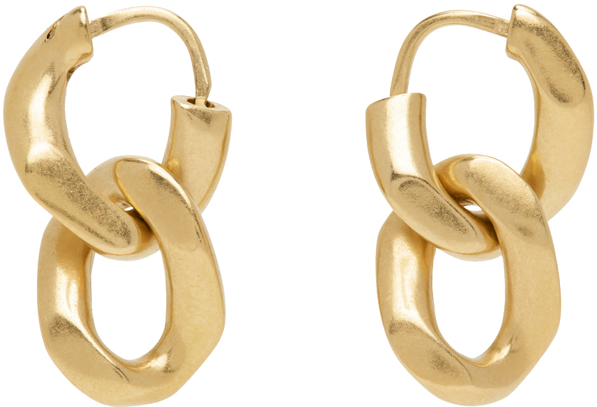 Shop Maison Margiela Gold Gourmette Collection Earrings In 950 Yellow Gold Plat