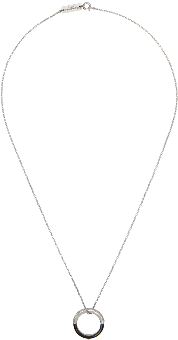 Silver & Black Enamel Necklace