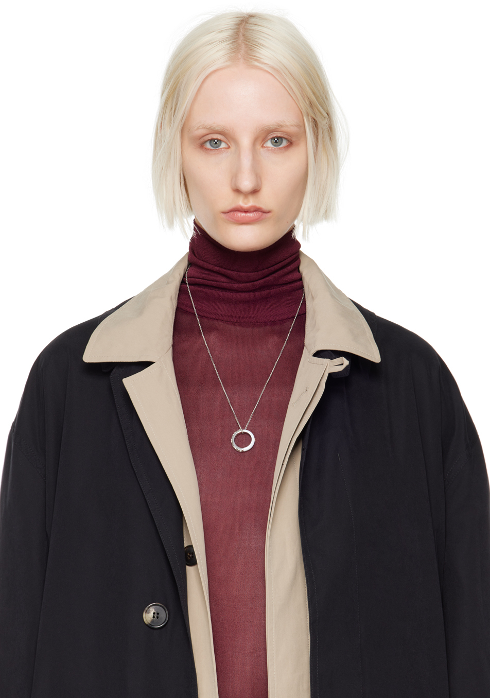 Maison Margiela Silver & White Enamel Necklace In 962 Palladio Buratta
