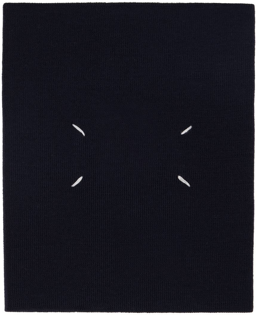 Shop Maison Margiela Navy Merino Wool Neck Warmer In 511 Navy