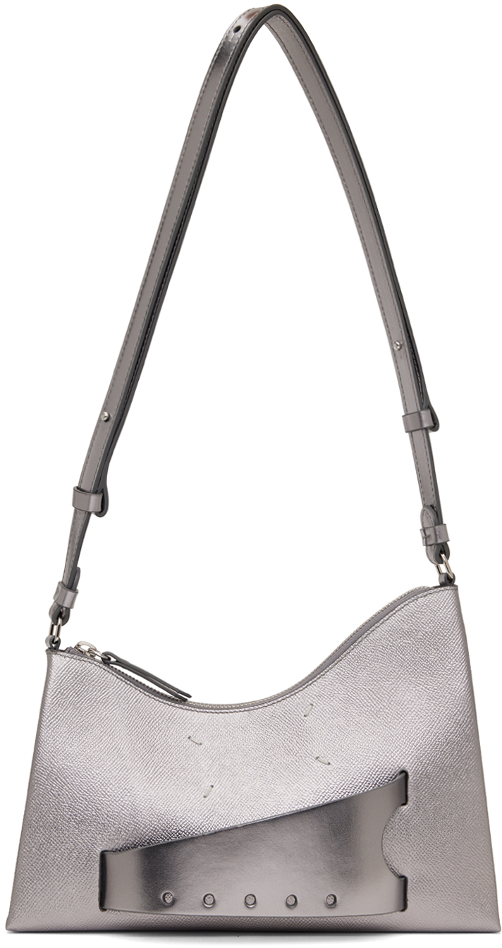 Shop Maison Margiela シルバー スモール Snatched バッグ In H3809 Metallic Grey