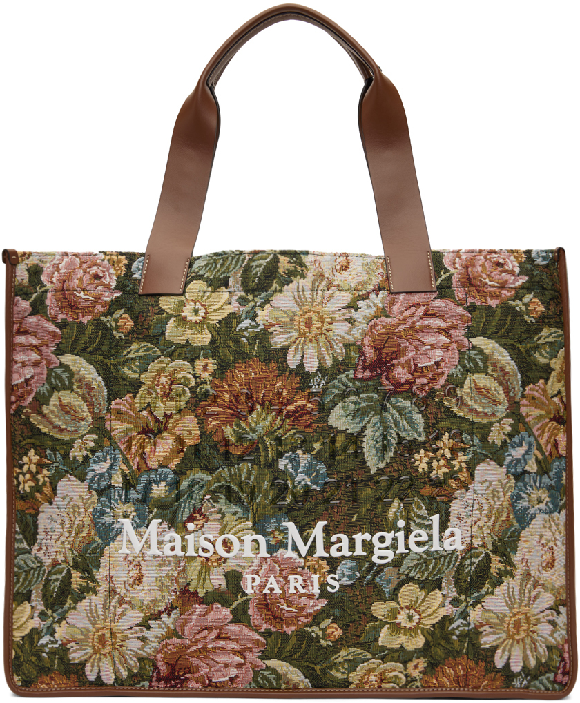 Shop Maison Margiela Multicolor Cabas Shopping Large Tote In Ha514 Green Floral/l