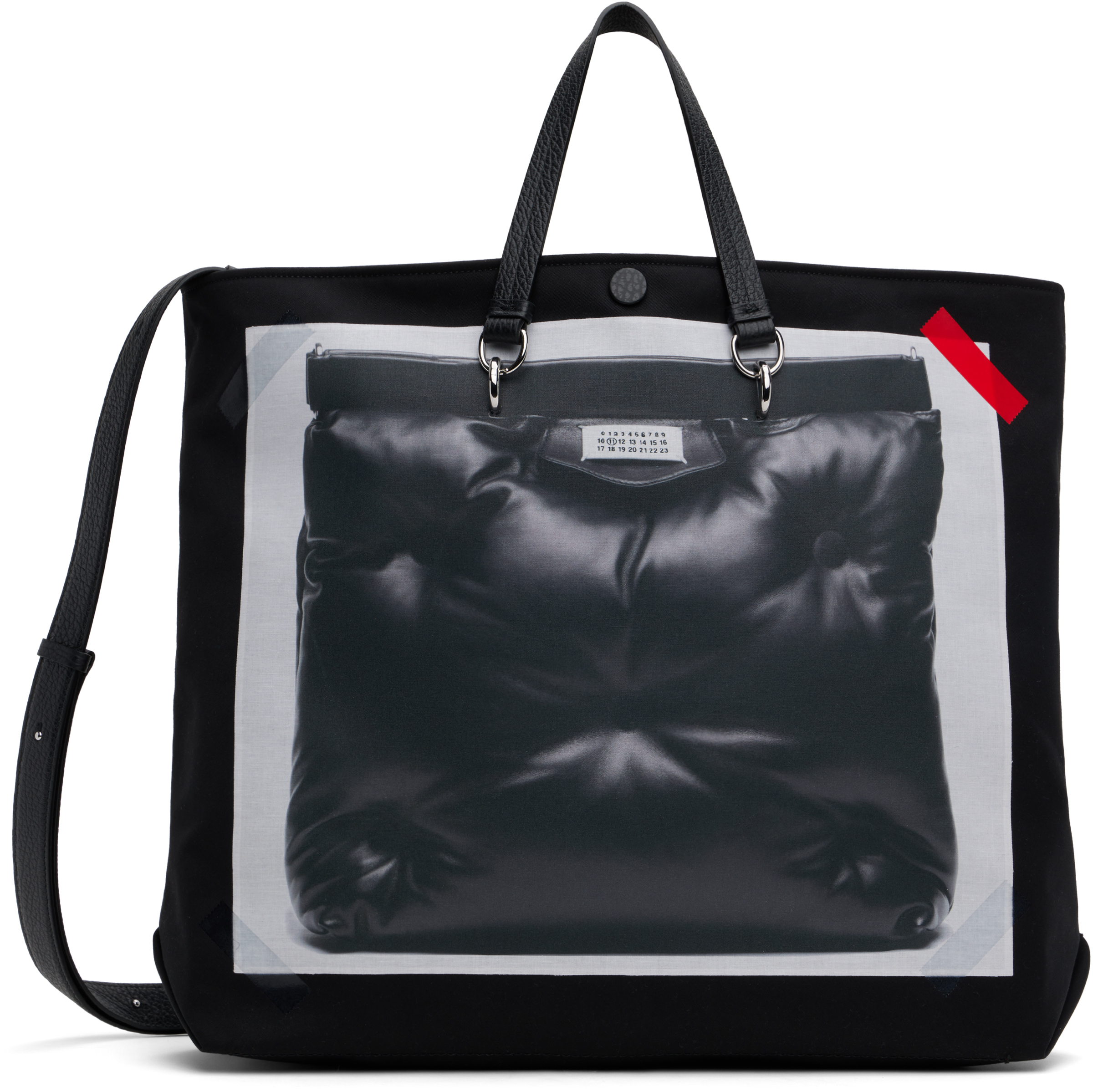 Shop Maison Margiela Black Trompe L'oeil Glam Slam Shopping Tote In Ha193 Black/black