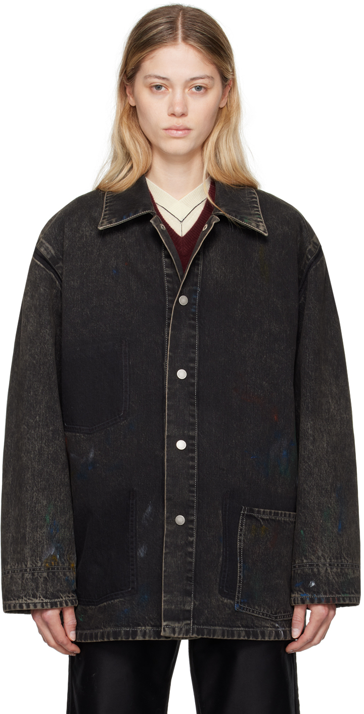 Shop Maison Margiela Black Paint Jacket In 900 Black