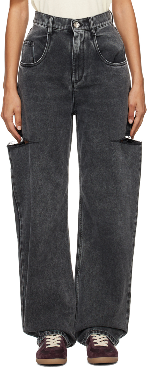 Black Cut-Out Jeans by Maison Margiela on Sale